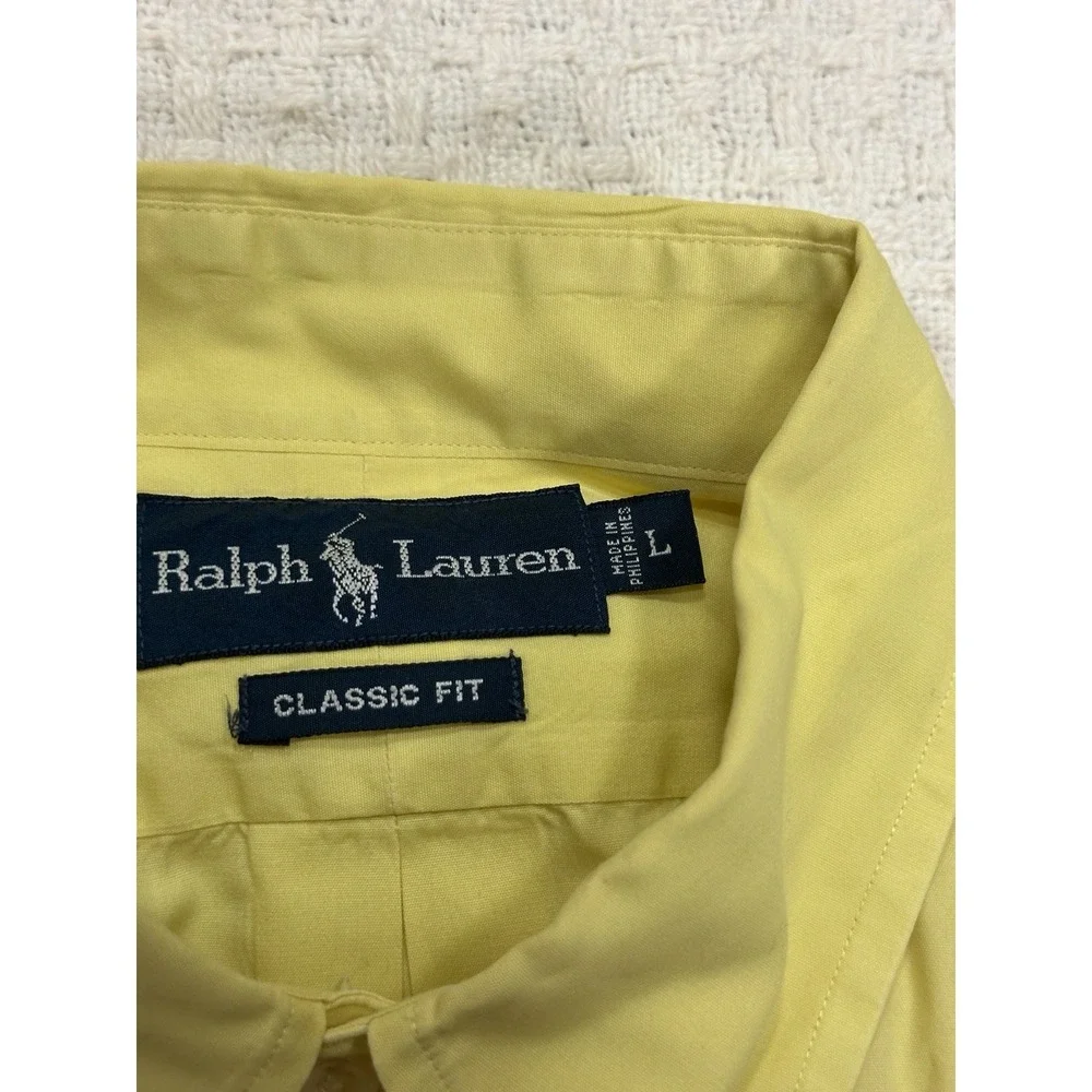 Ralph Lauren Polo L Classic Fit Collared Short Sleeve Shirt‎ Yellow Button Down